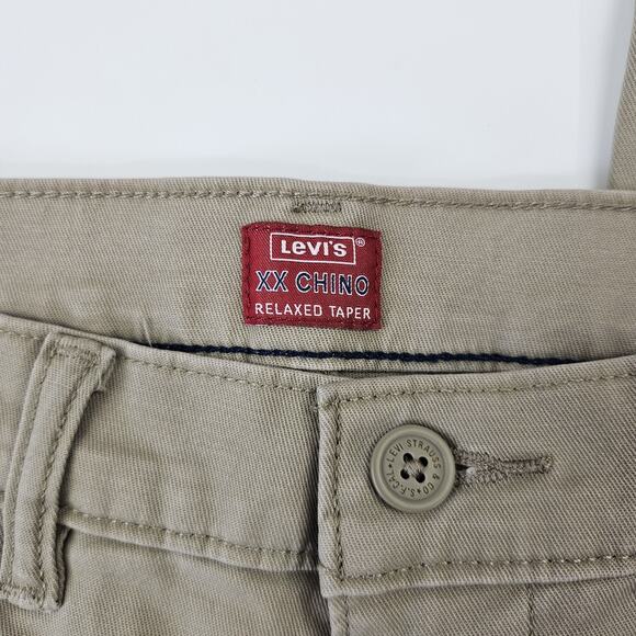 Levis XX Chino Pants Mens 29x30 Standard Tapered Fit Cotton Tan Khaki Flat Front - Picture 3 of 11